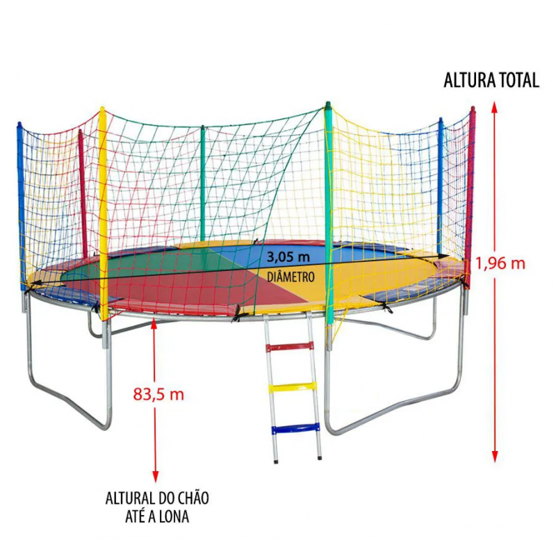 CAMA ELÁSTICA 3,05 MTS LONA COLORIDA