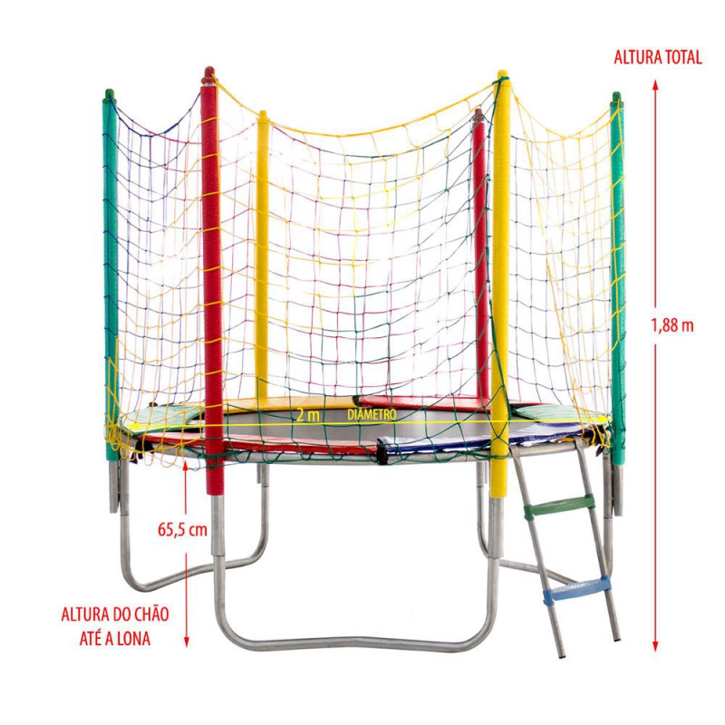 CAMA ELÁSTICA 2,00 MTS LONA PRETA