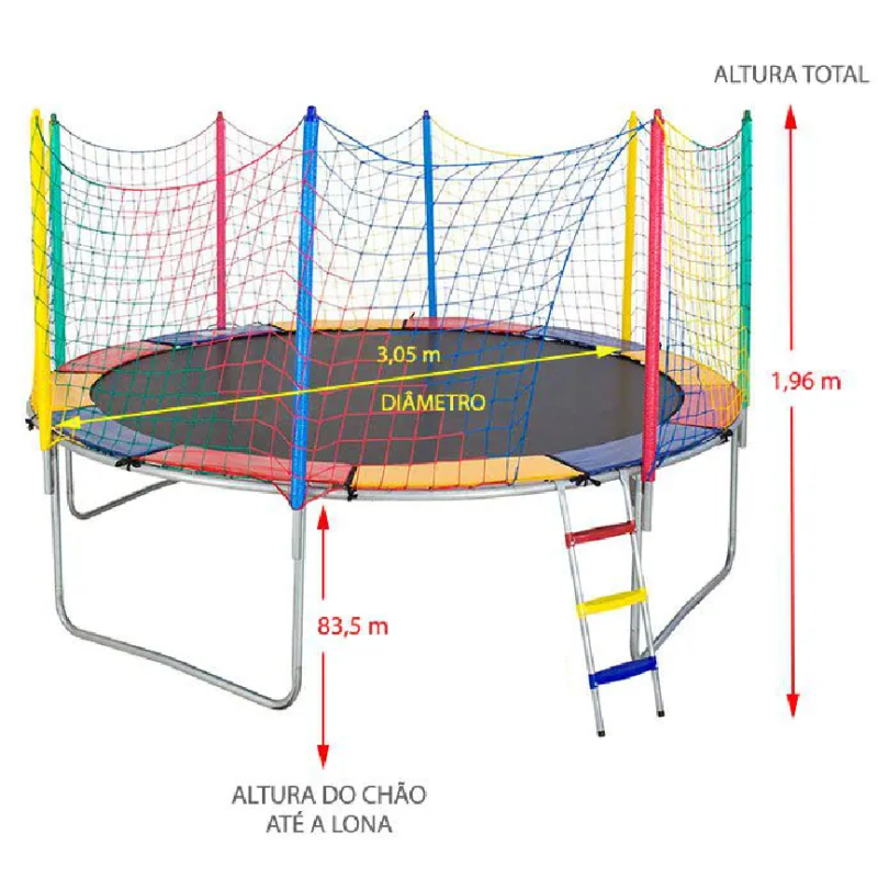 CAMA ELÁSTICA 3,05 MTS LONA PRETA