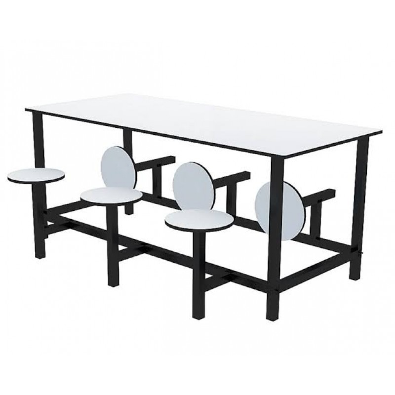 Mesa para Refeitório Branca com 6 assentos 